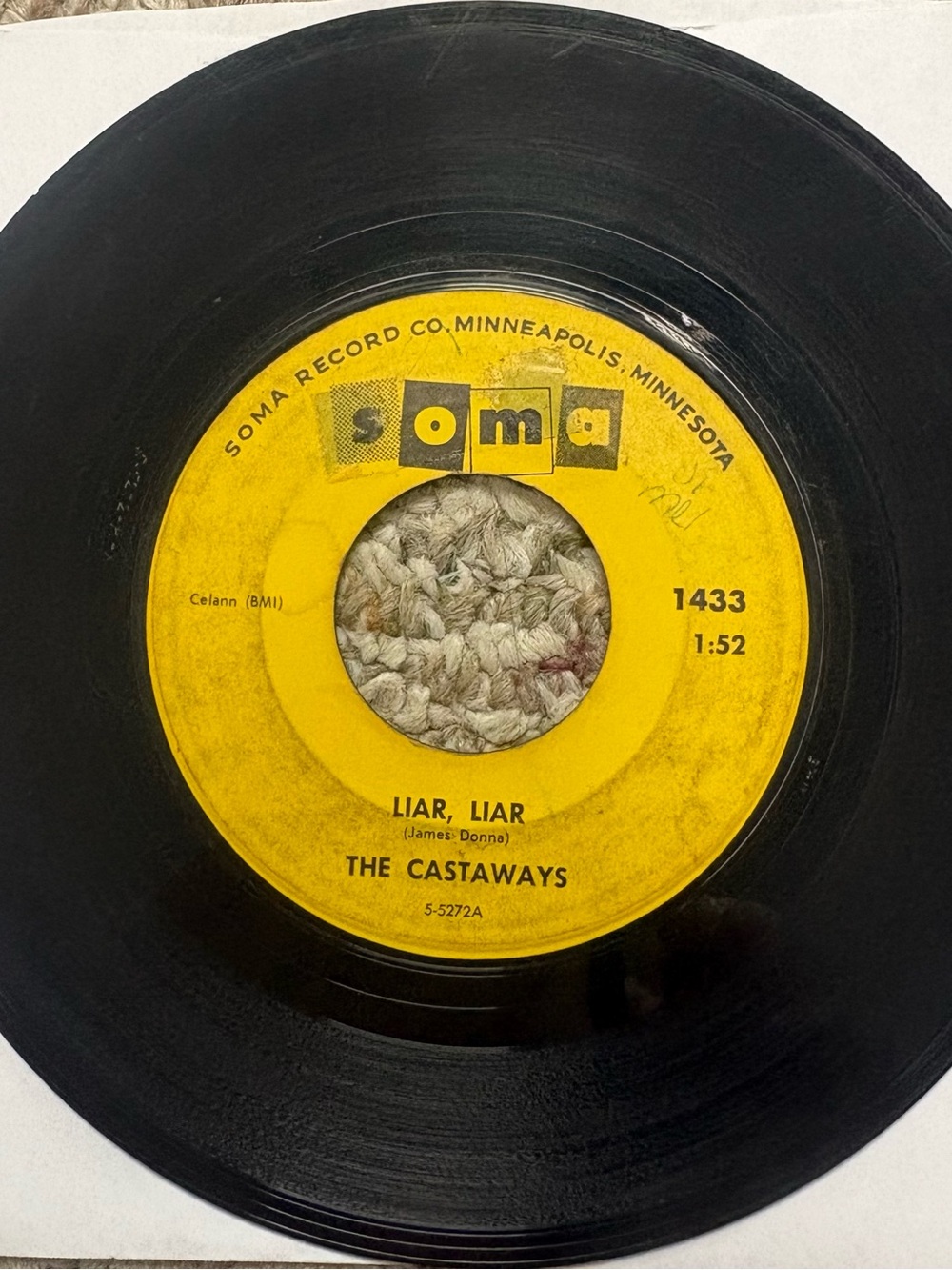 The Castaways Liar Liar / Sam Garage Rock 1965 45 RPM Soma 1433 Good